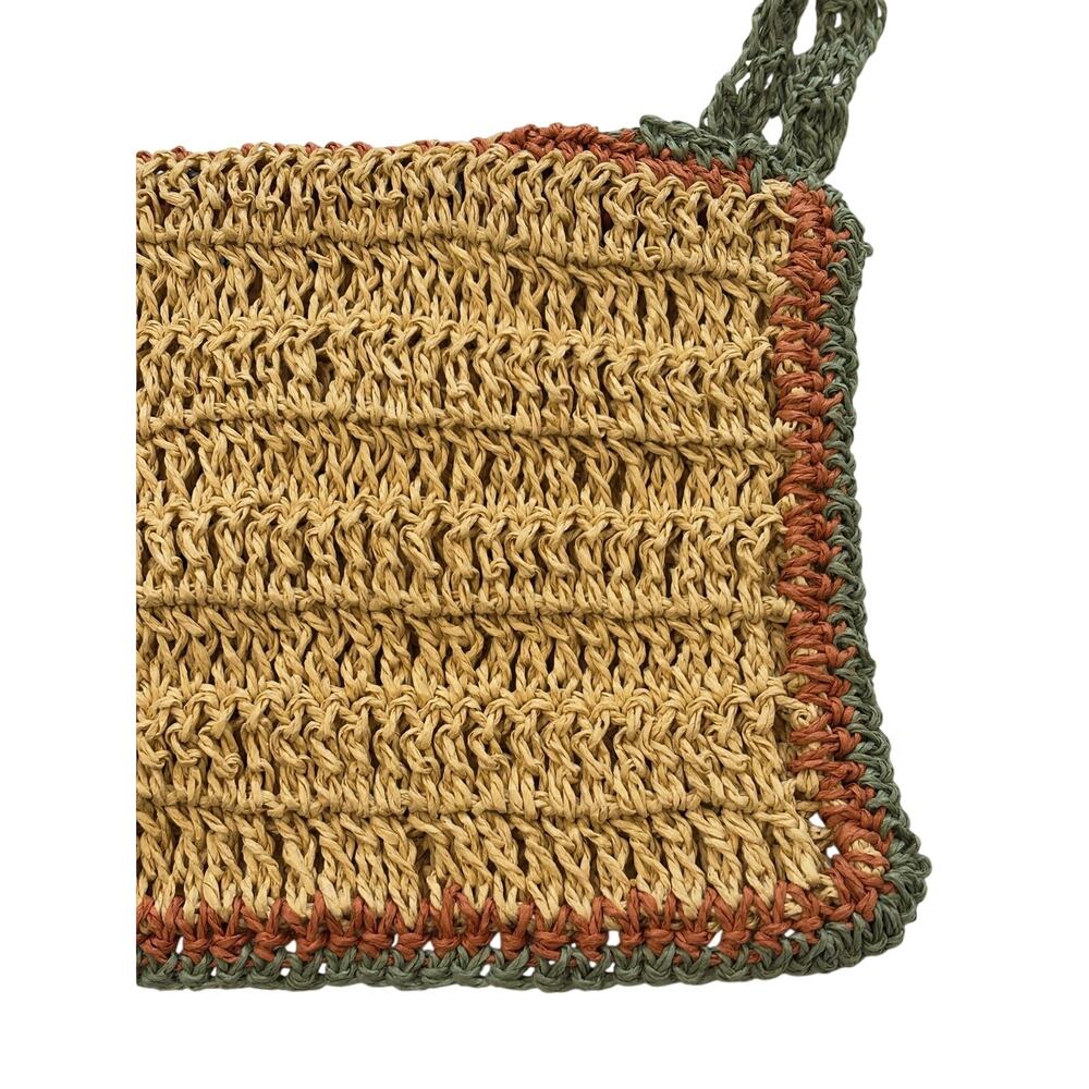 Handmade Boho Woven Clutch Bag Straw Knit Wristlet Beach Purse - Picture 8 of 9